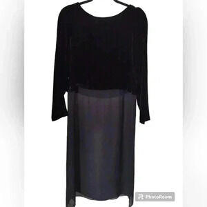 Eileen Fisher black velvet and silk tunic dress